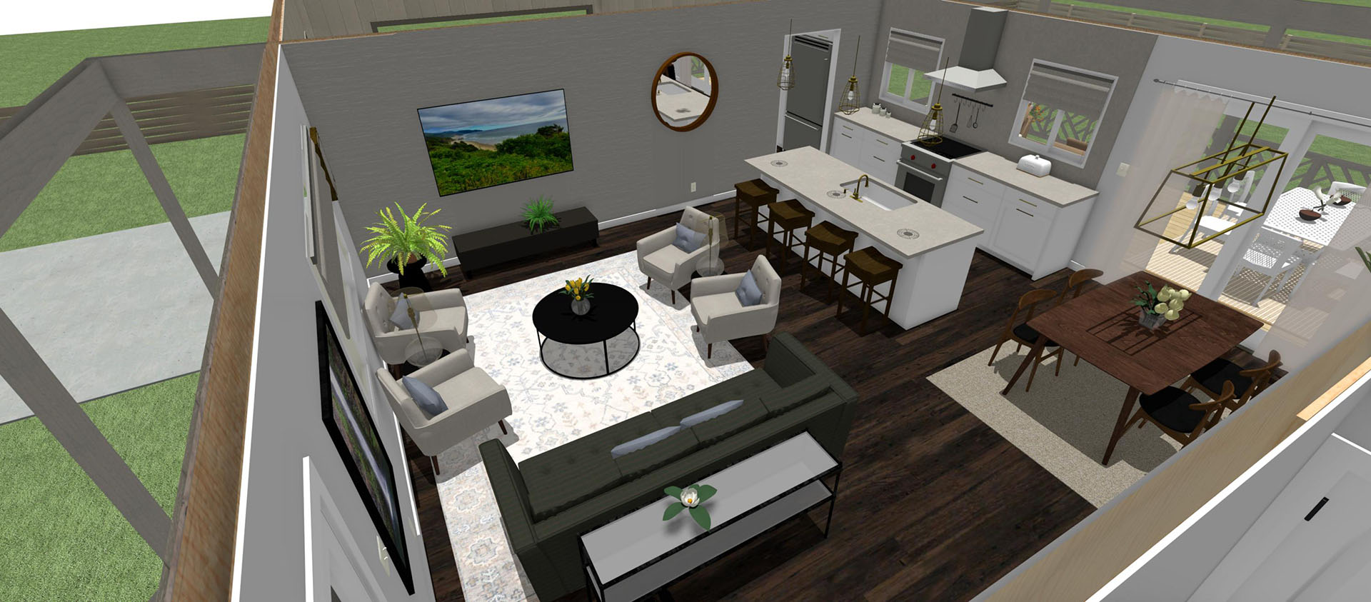 Makamae floor plan overview of living room