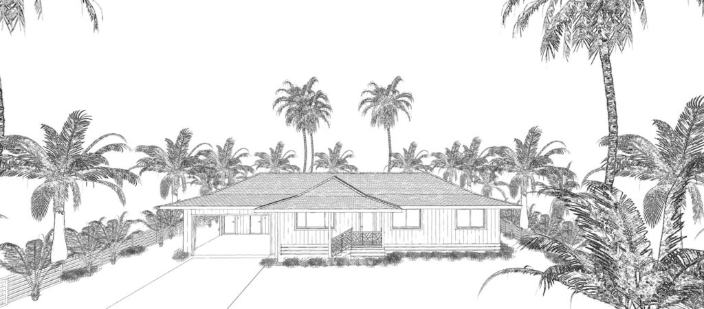 Maluhia exterior line drawing