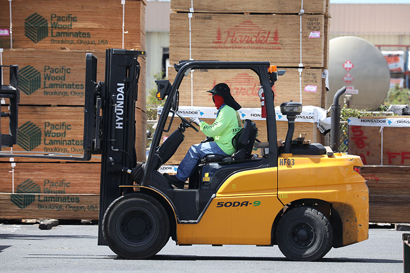 Male employee on forklift