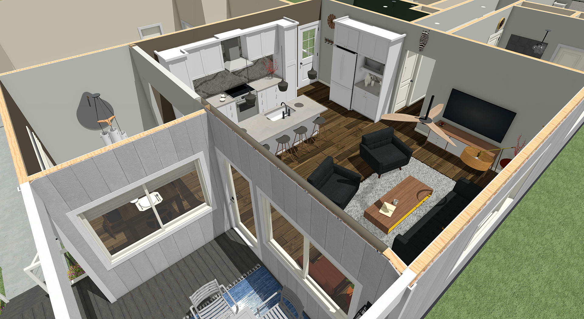 Pikake floor plan overview living room kitchen area