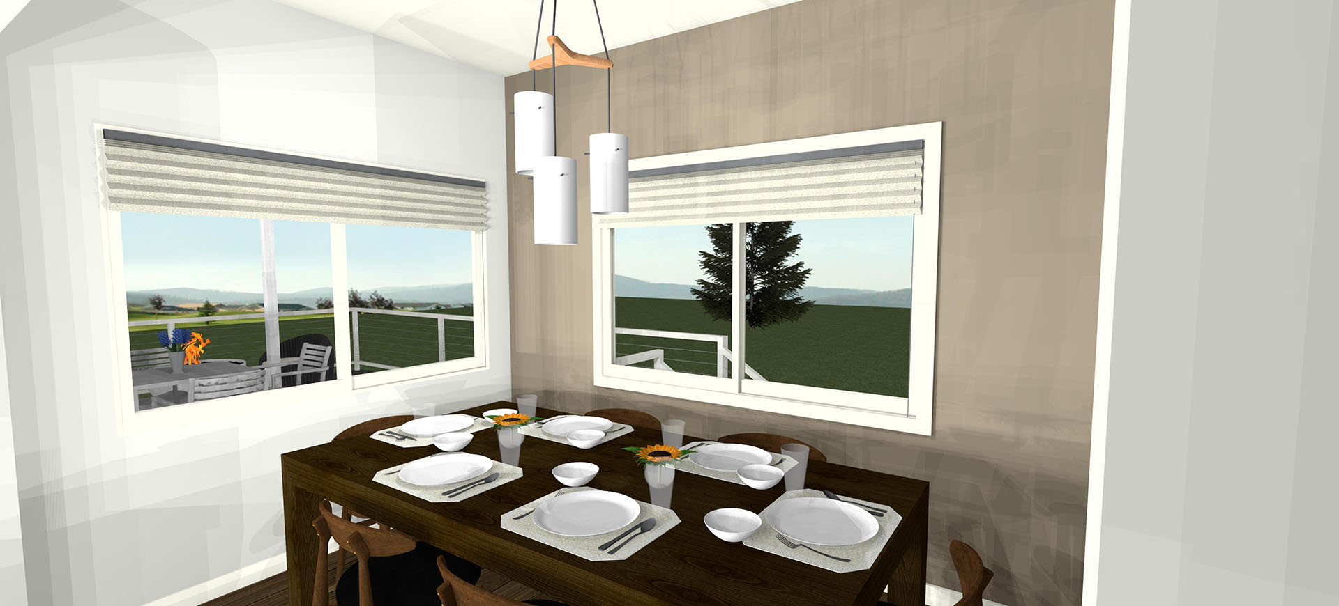 Pikake interior dining room with windows