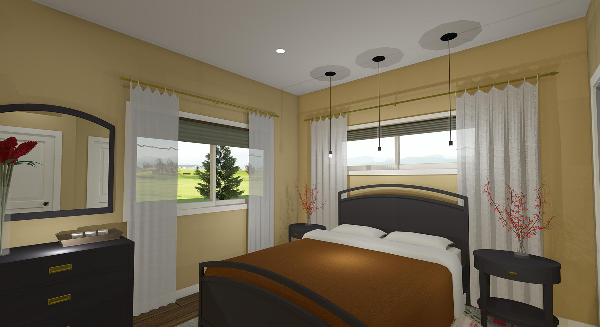 Pikake interior master bedroom with bed and windows